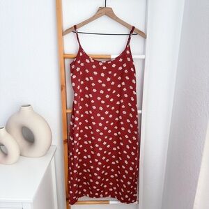 Reformation Jeans Floral Midi Dress Red White Spaghetti Straps